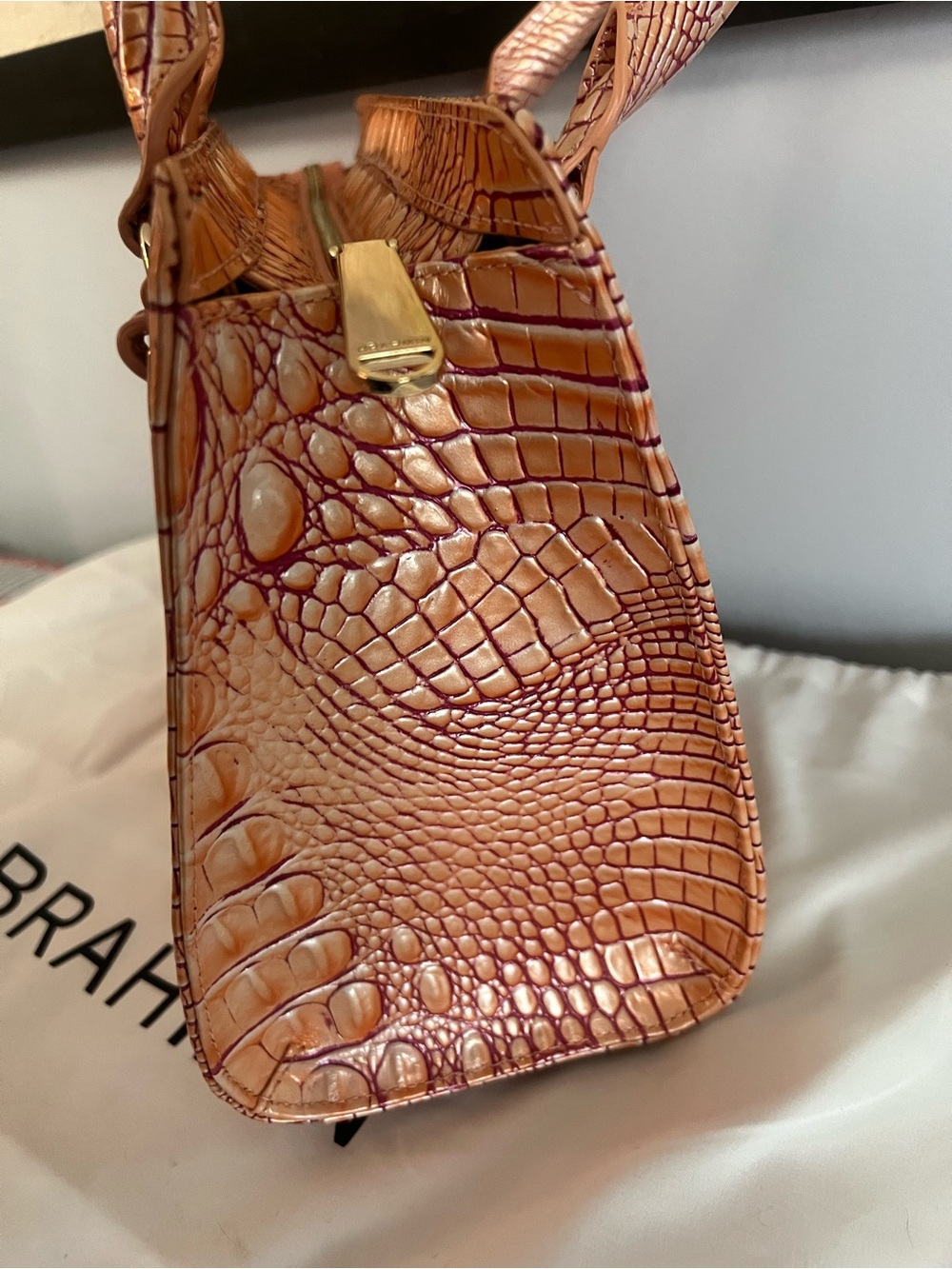Brahmin Rose Gold Croc-Embossed Satchel - Picture 7 of 11
